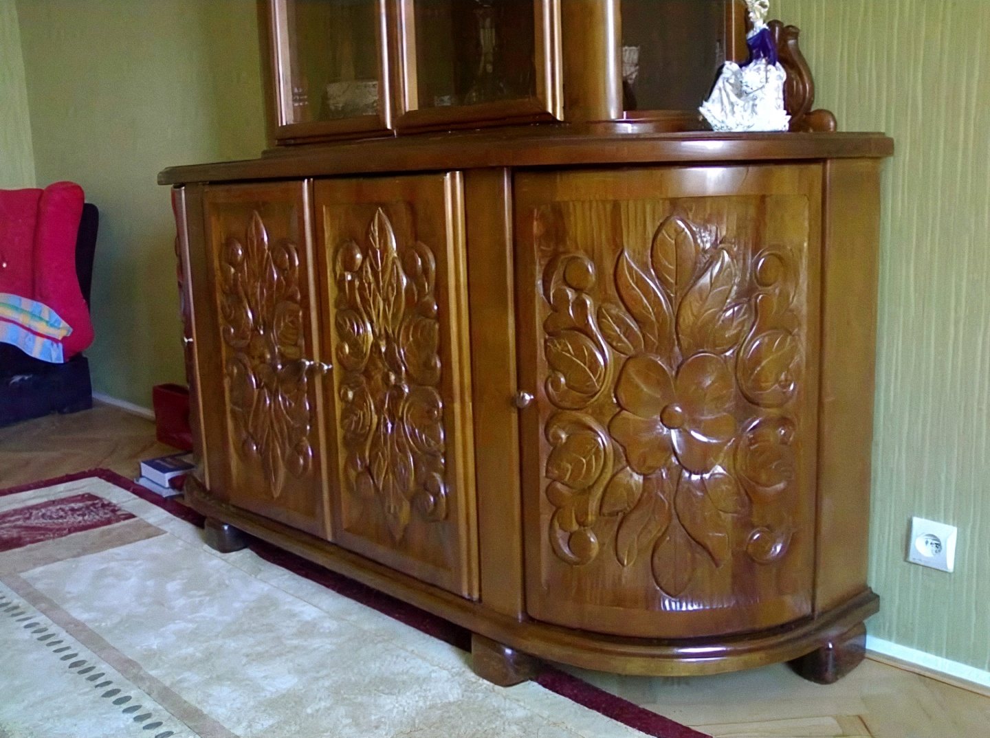 Sideboard with carved doors, solid wood