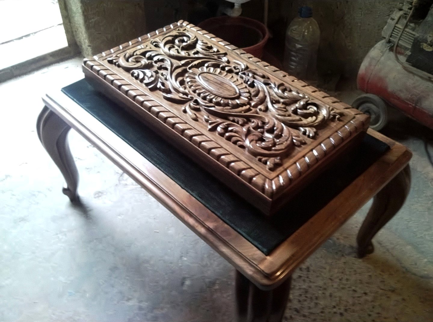 Box with a carved lid, wood